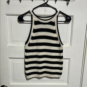 a new day Black and White Striped Tank Top